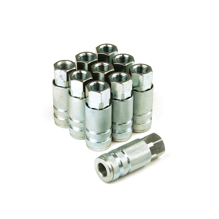 Primefit Lincoln Coupler Steel 1/4" x 1/4" Female NPT 10PCS LC1414FS-B10-P